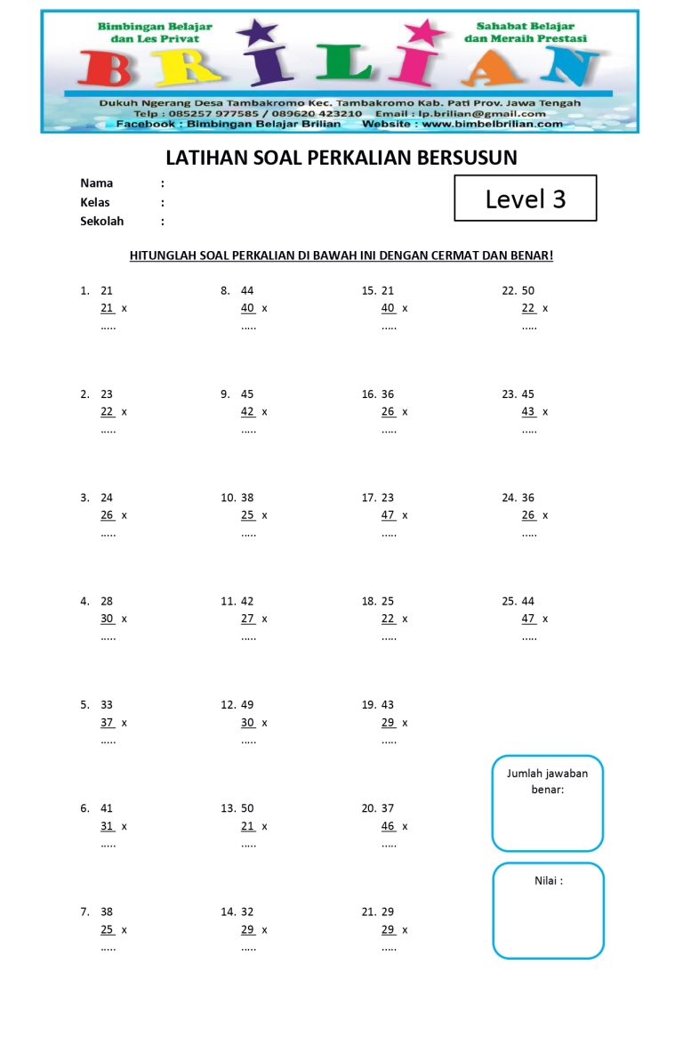 10 Contoh Soal Matematika Perkalian dan Pembagian untuk Kelas 3 yang Sering Keluar di Ujian