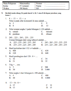Contoh Soal Ujian Sementer 1 Matematika Kelas 8 Doc - Kita Belajar
