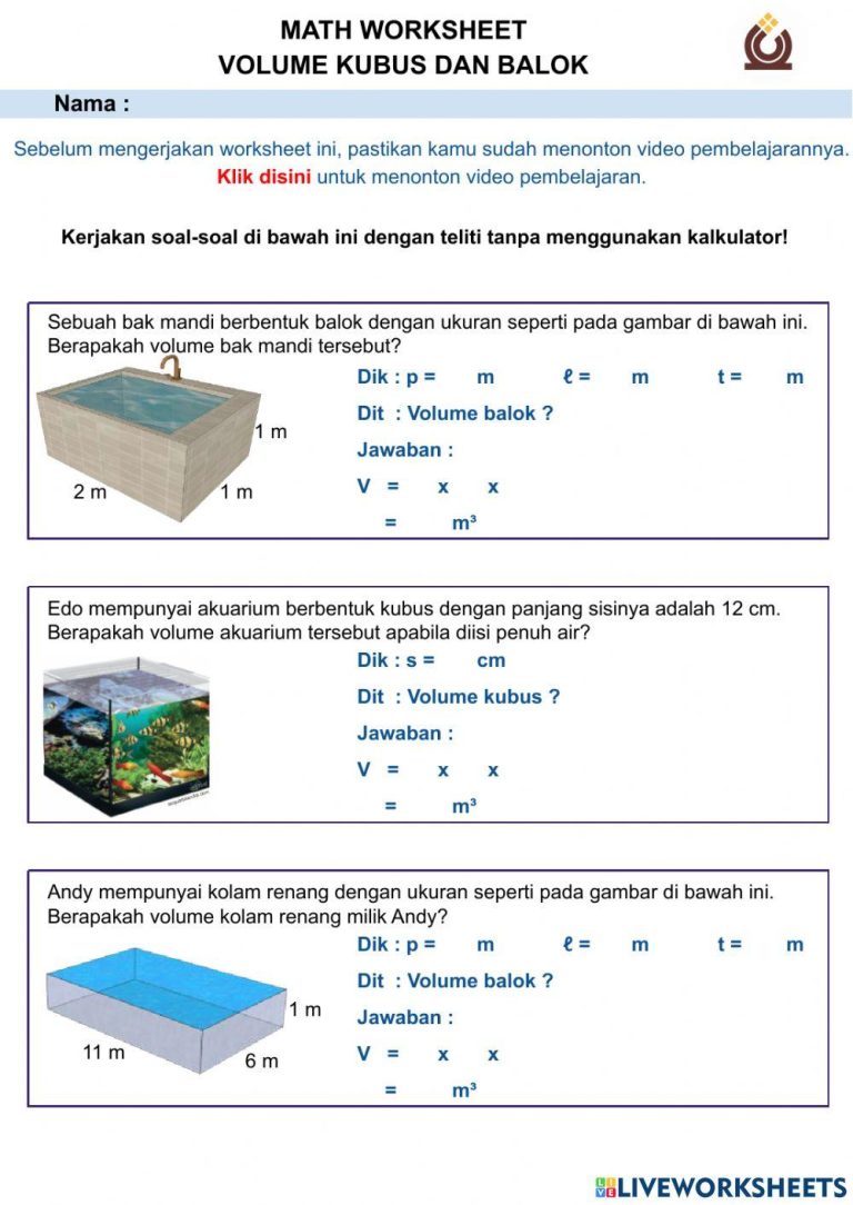 7 Rahasia Cepat Pahami Contoh Soal Matematika Kelas 5 3.7.2 Menganalisisunsurdan Volume Kubus