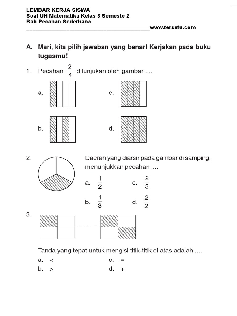 7 Rahasia Mudah Memahami Contoh Soal Matematika Pecahan Kelas 3 SD Semester 2 Terbaru