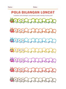 Pola Bilangan Loncat Lembar Kerja Pemainan Matematika Warna Warni