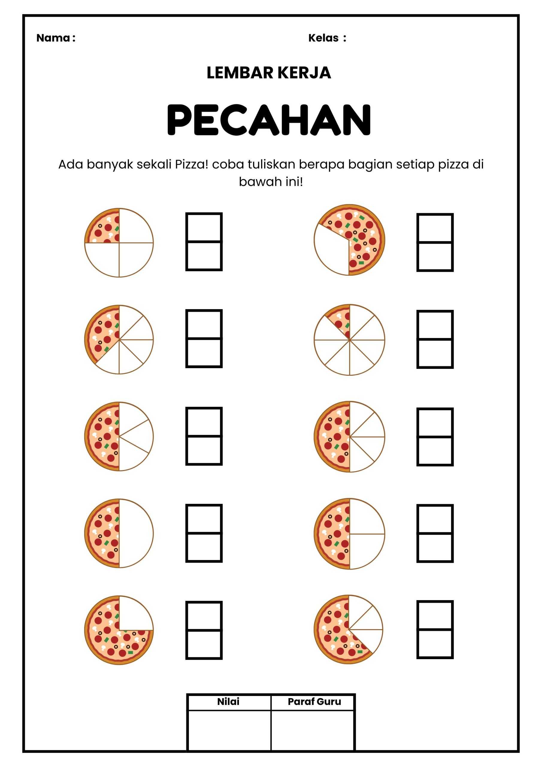 LKPD PECAHAN KELAS 2 Pecahan Lembar kerja matematika Lembar kerja