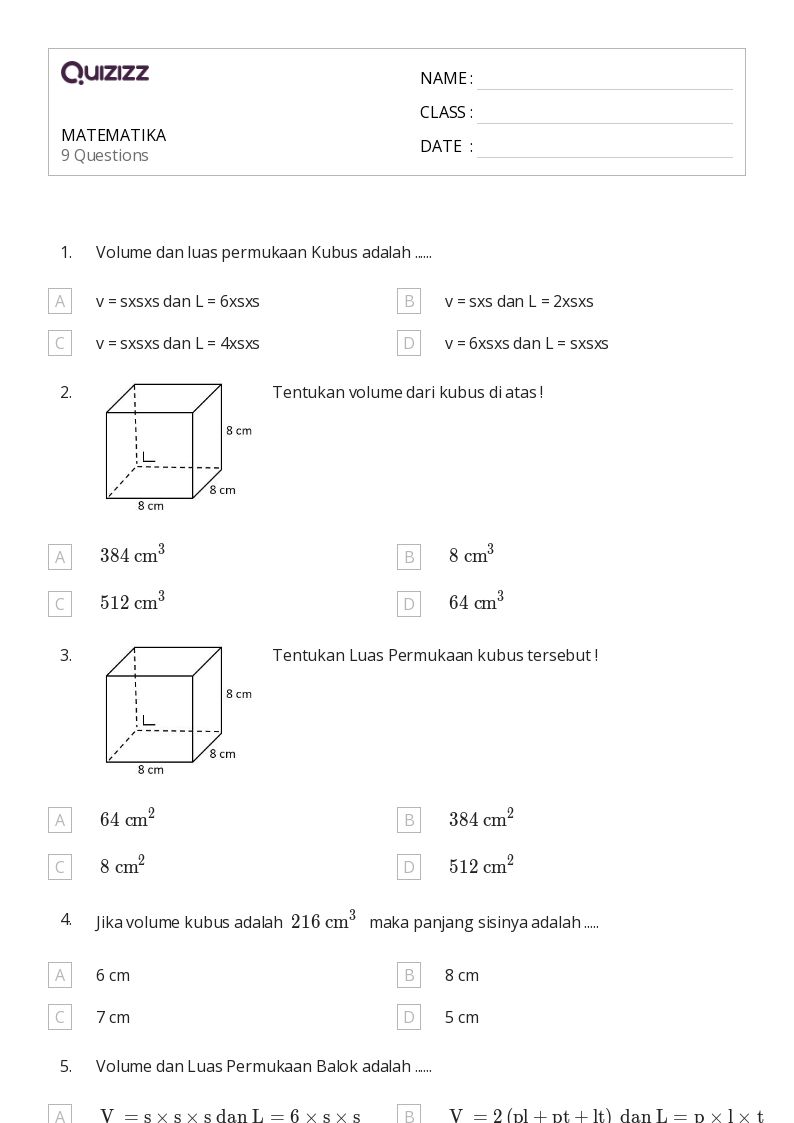 5 Rahasia Contoh Soal Matematika Kelas 5 3.7.2 Menganalisis Unsur dan Volume Kubus di 2026