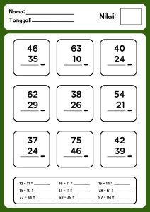 Download PDF Soal Pengurangan Bersusun untuk Kelas 1 dan 2 SD - Brillie