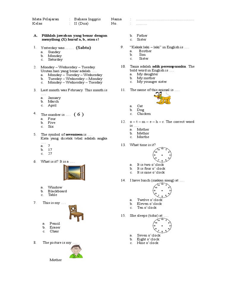 5 Contoh Soal Bahasa Inggris Kelas 2 Semester 2 yang Sering Muncul di Ujian, Wajib Tahu! 5 Contoh Soal Bahasa Inggris Kelas 2 Semester 2 yang Sering Muncul di Ujian, Wajib Tahu!
