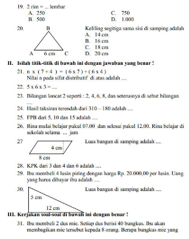 Soal Matematika Kelas 5 Semester 2 Dan Kunci Jawaban 2021 Dalchaebi Soal Matematika Kelas 5 Semester 2 Dan Kunci Jawaban 2021 Dalchaebi