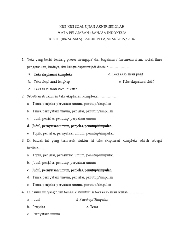 5 Fakta Kisi Kisi Soal Bahasa Indonesia Kelas XI KD 3.1 yang Wajib Kamu Tahu