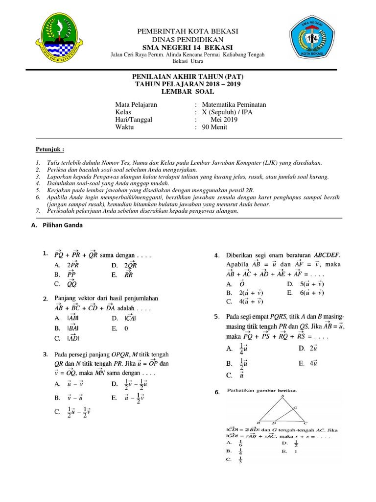 Akhirnya Terjawab! 7 Soal Matematika Wajib Kelas 10 Semester 2 dan Jawabannya 2021 Paling Sering Dicari