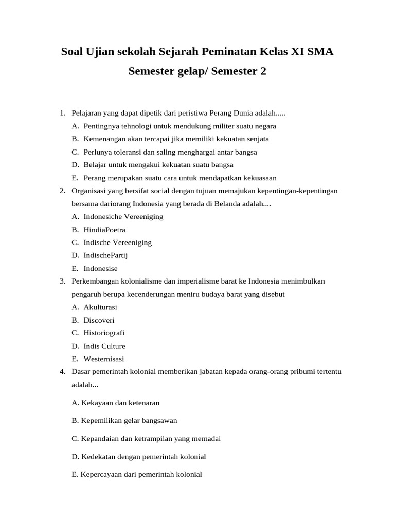 Kunci Jawaban Soal Essay Sejarah Indonesia Kelas 11 Semester 2 Bab Pergerakan Terbaru