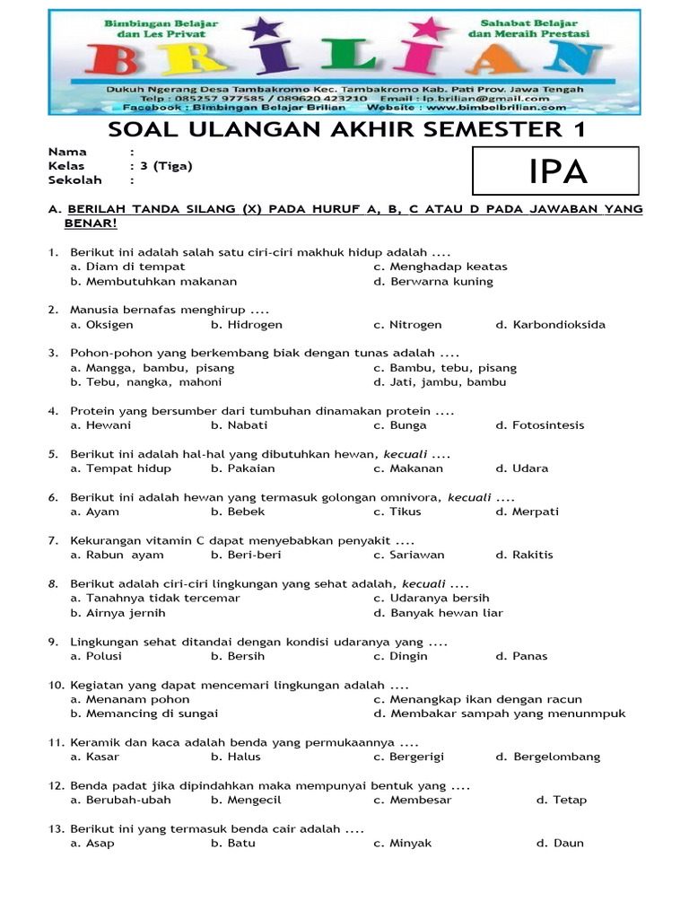 Ternyata Ini Rahasia Kisi Kisi Soal IPA Semester 2 Kelas 3 yang Wajib Dipelajari