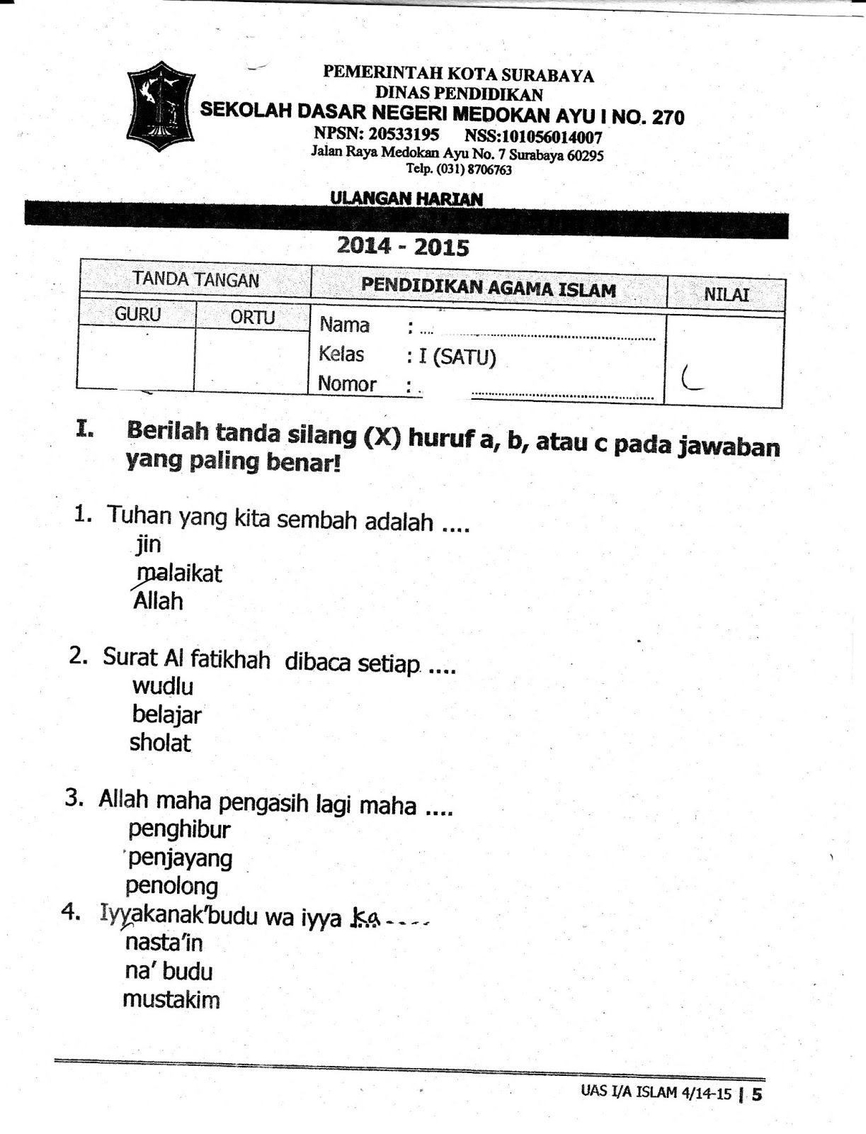 Membangun Pondasi Akhlak Mulia Panduan Soal Agama Islam Kelas 4