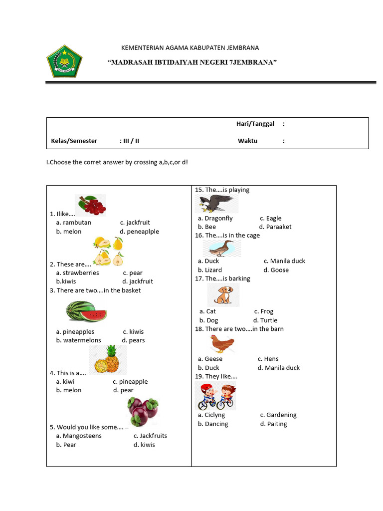 10 Latihan Soal B.Inggris Kelas 3 SD Tentang Fruits yang Wajib Dicoba Si Kecil Sebelum Ulangan