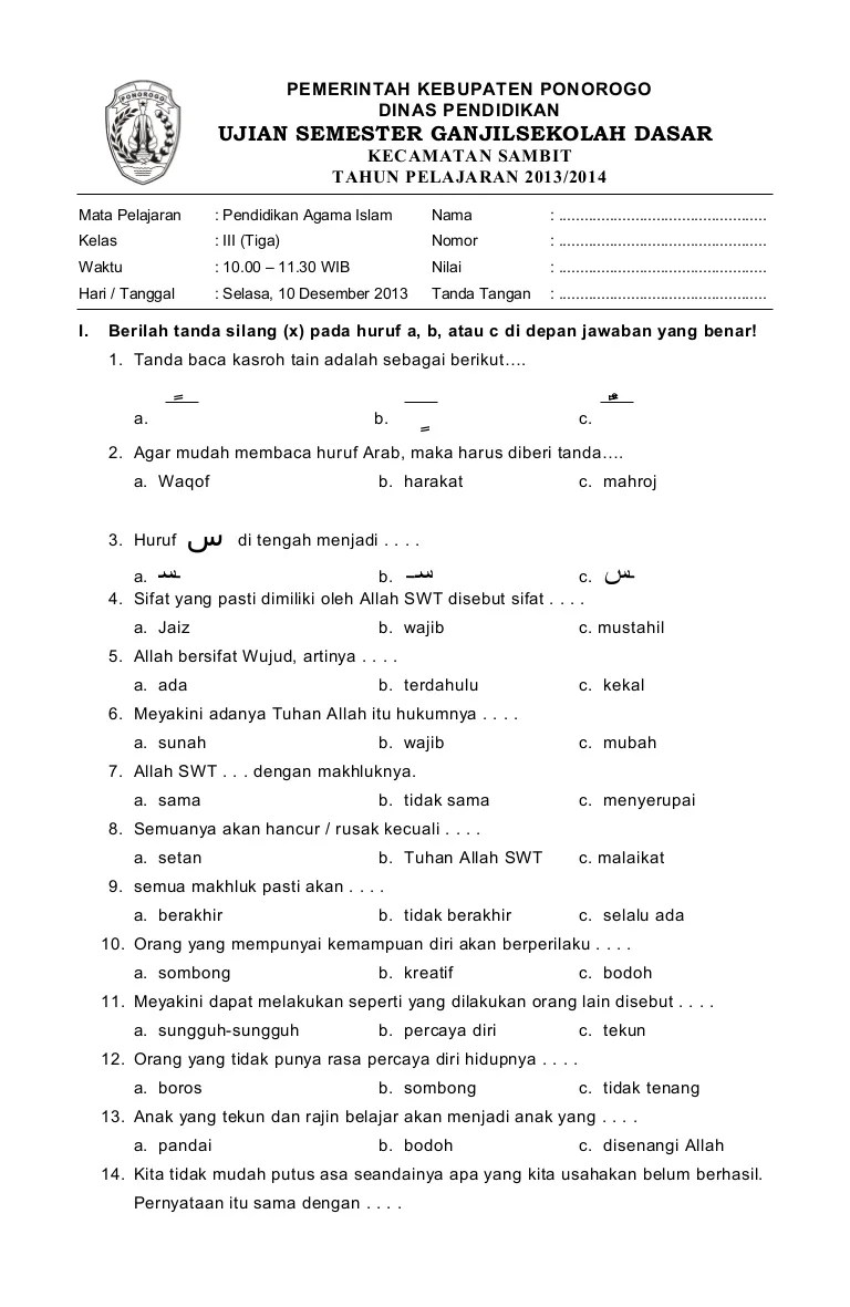 7 Cara Cepat Kuasai Latihan Soal Agama Islam Kelas 3 Kurikulum 2013 Sebelum Ujian