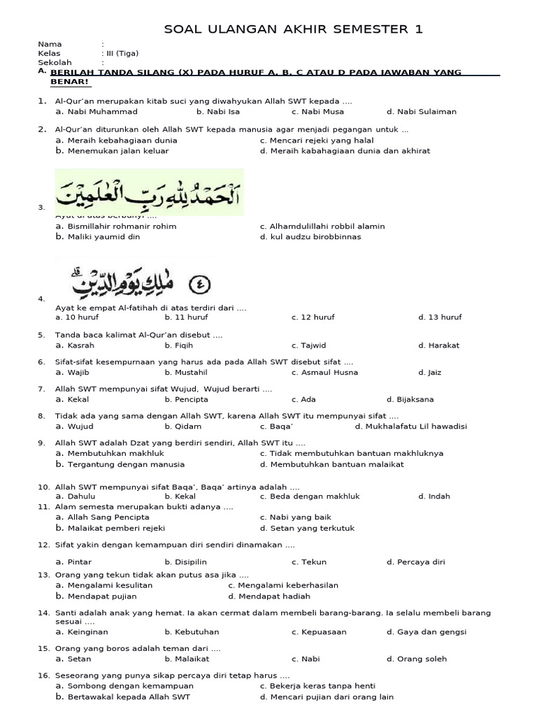 7 Rahasia Latihan Soal Agama Islam Kelas 3 SD Semester 1 yang Wajib Diketahui