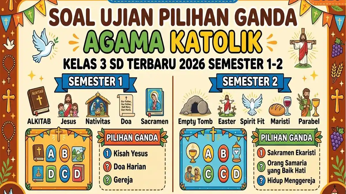Soal Ujian Pilihan Ganda Agama Katolik Kelas 3 SD Terbaru 2026 Semester 1-2