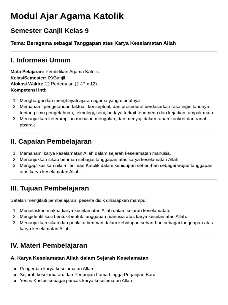 Modul Ajar Agama Katolik Kelas 7 Semester 1 PDF