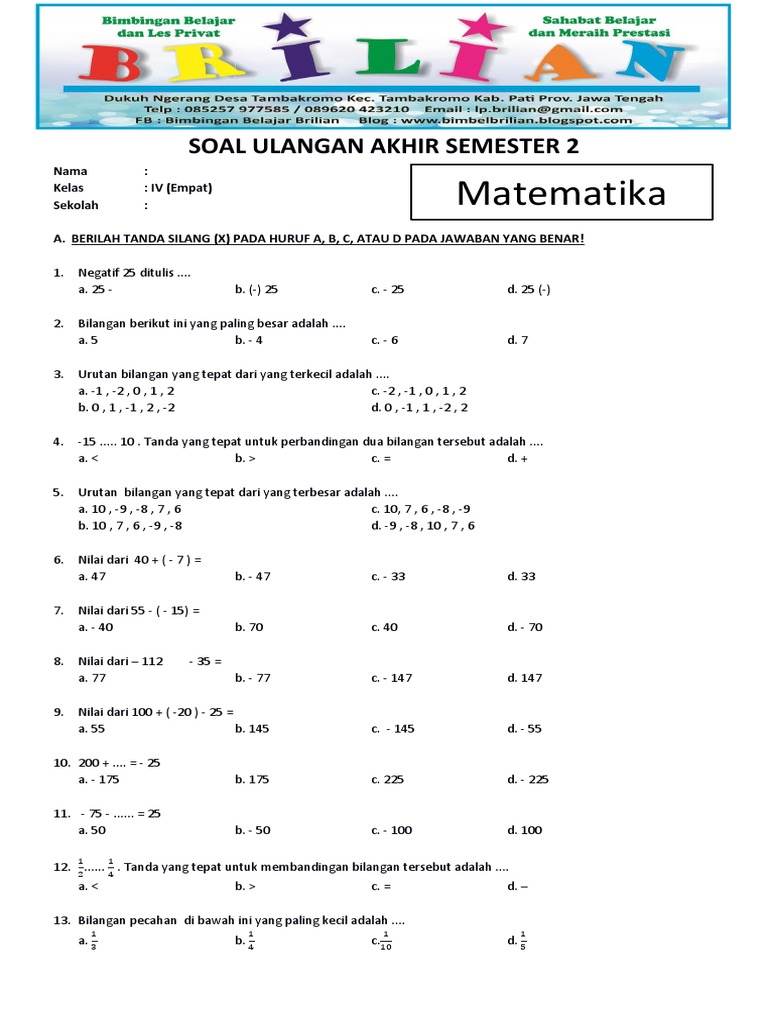 Kumpulan Soal UAS Matematika Kelas 4 SD Terbaru 2026: 5 Tipe Soal Uraian yang Sering Muncul dan Kunci Jawabannya