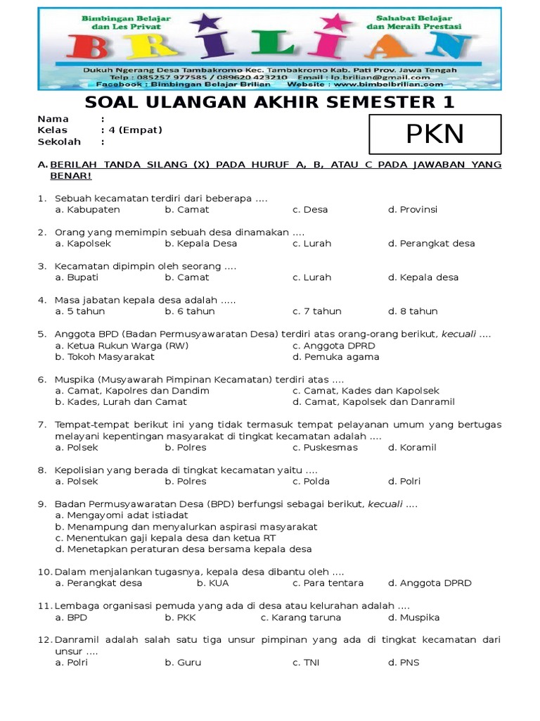 Ternyata Ini Dia Kumpulan Soal UAS Kelas 4 dan Kunci Jawaban PKN Paling Lengkap untuk Persiapan Ujian 2026