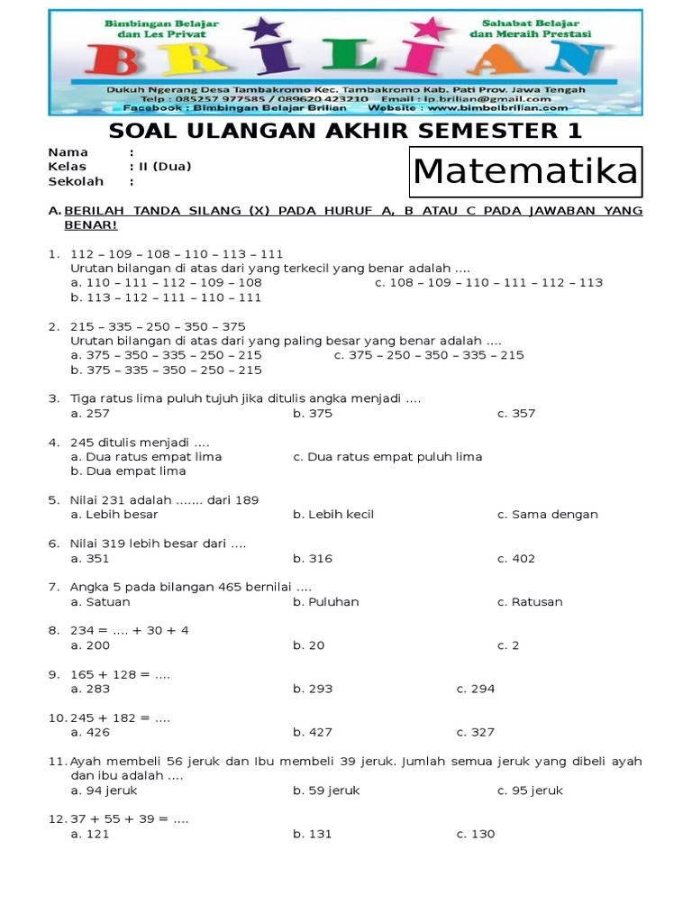 7 Rahasia Contoh Soal Matematika SD Kelas 2 Semester 1 yang Bikin Nilai Naik di 2026