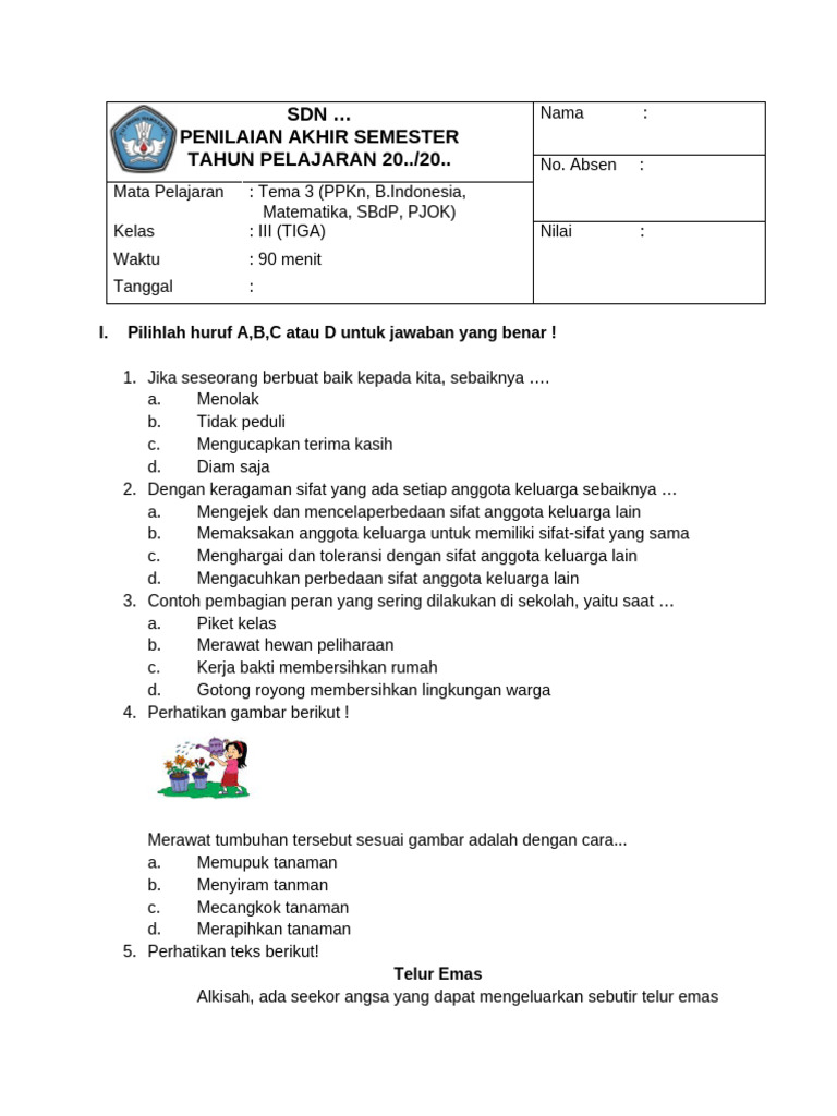 Latihan Soal Tema 3 Kelas 3 Semester 1 Terbaru Agar Anak Cepat Paham Materi