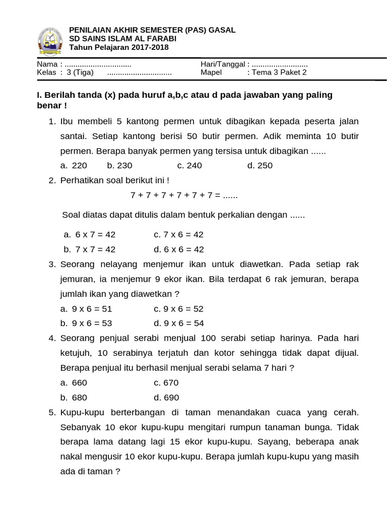 Rahasia Lulus Nilai Sempurna Pakai Soal Tema 3 Kelas 3 SD Kurikulum 2013 Revisi 2018