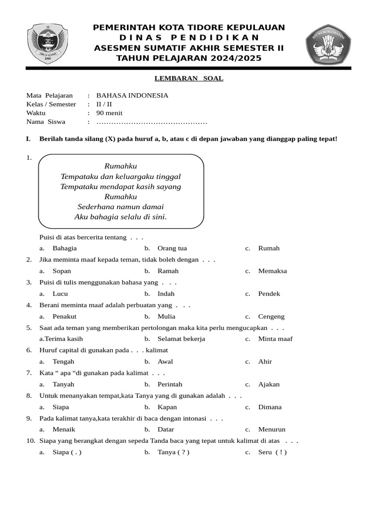 Rahasia Skor Sempurna Kerjakan Soal Bahasa Indonesia Kelas 2 Semester 2 Terbaru