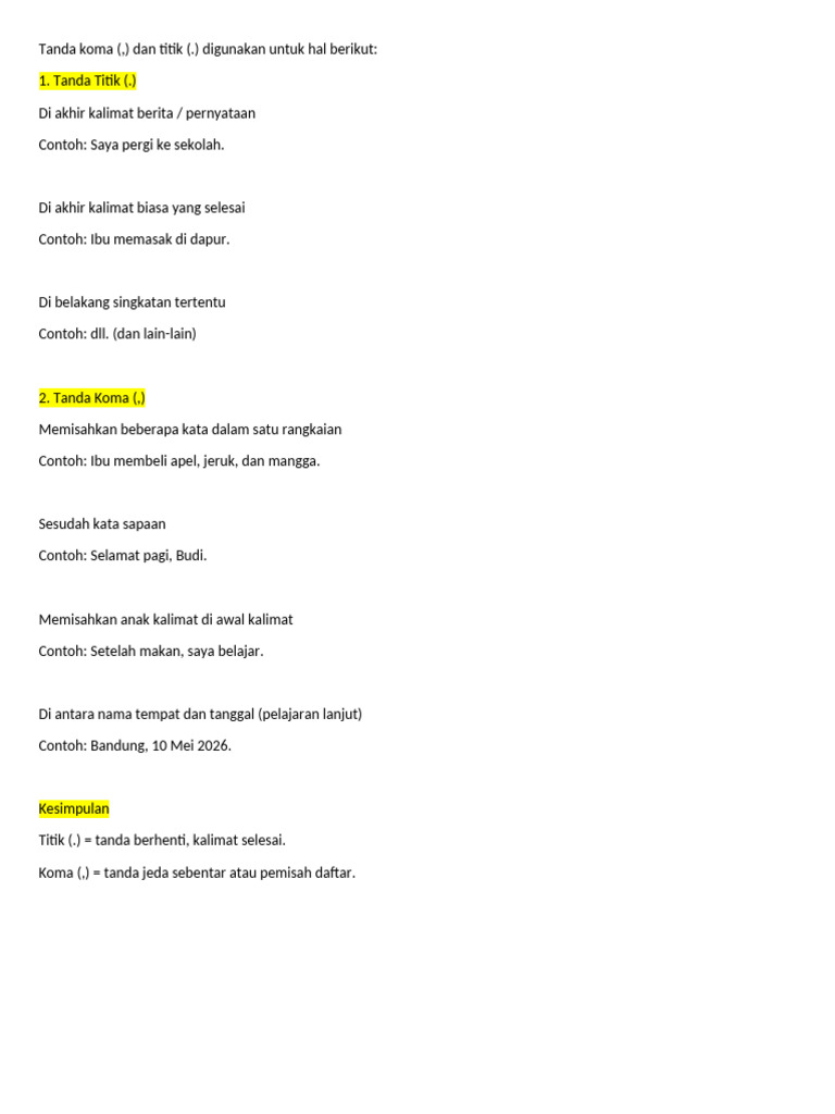 Wajib Tahu 3 Contoh Soal Bahasa Indonesia Kelas 2 Tentang Tanda Titik Agar Nilai Sempurna